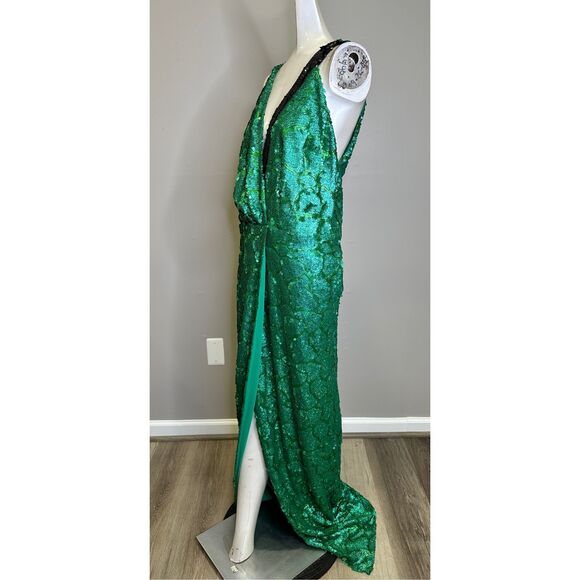 NWT Ozgur Masur Sequined Wrap Sleeveless Keyhole Back Column Gown Size 4 $1944 - Picture 4 of 10